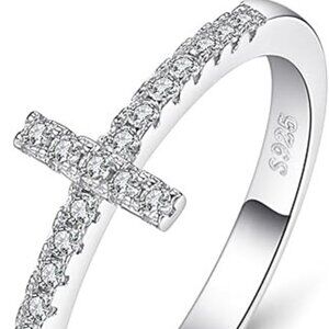 14k White Yellow Rose Gold Plated 925 Silver Cubic Zirconia Love Knot Ring